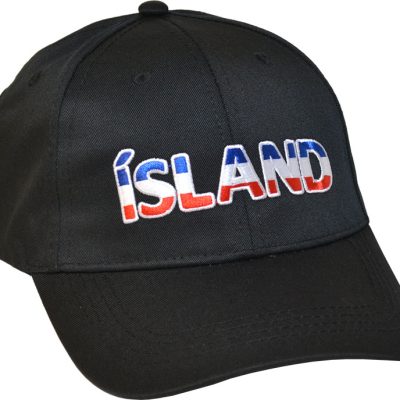 Ísland, Derhúfa, Svört með þrískiptu letri