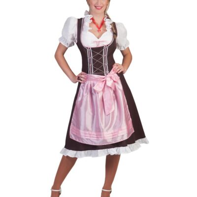 Oktoberfestkjóll, Brúnn/Bleikur, St. 36-38