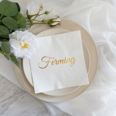 Kaffiservíettur, Ferming,  Gylltur texti, 20 stk