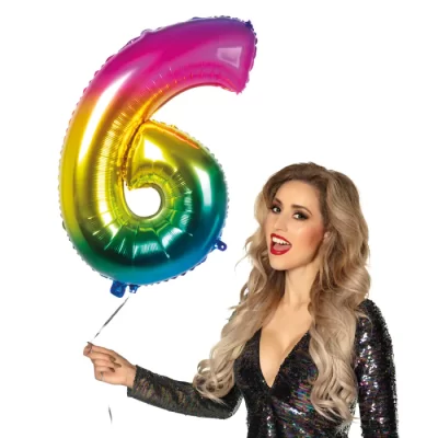 Álblaðra með helíumi, Regnboga, 86cm, 6