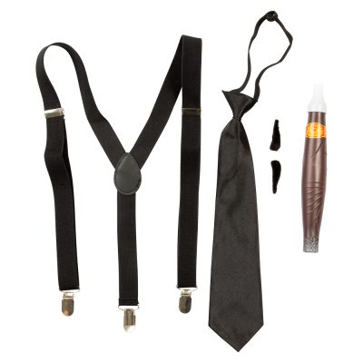 Gangstersett: Axlabönd, Skegg, Bindi og Vindill