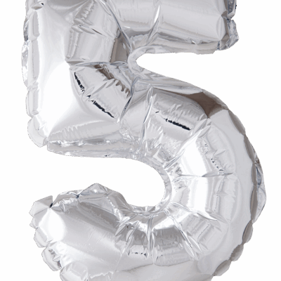 Álblaðra með helíumi, 66cm, Silfur, 5