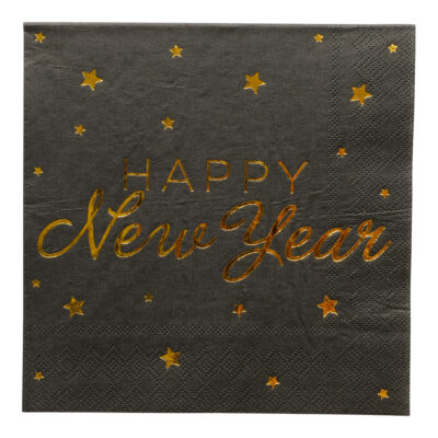 Matarservíettur, HNY, Svartar