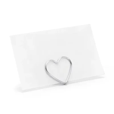 Borðmerkiklemmur, Hjarta, Silfur, 10 stk