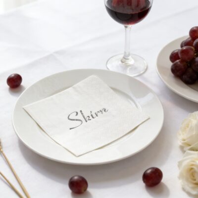 Kaffiservíettur, Skírn, Silfur texti, 20 stk