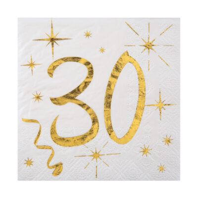 Kaffiservíettur, 30 ára, Gylltar, 10 stk