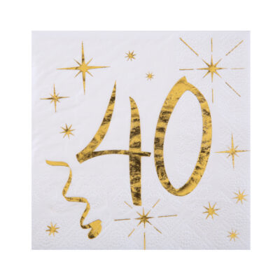 Kaffiservíettur, 40 ára, Gylltar, 10 stk