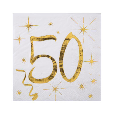 Kaffiservíettur, 50 ára, Gylltar, 10 stk