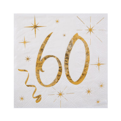 Kaffiservíettur, 60 ára, Gylltar, 10 stk