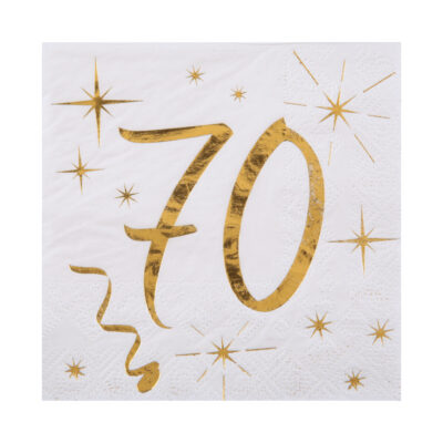 Kaffiservíettur, 70 ára, Gylltar, 10 stk