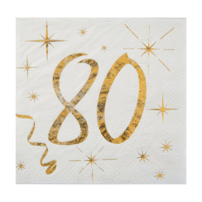 Kaffiservíettur, 80 ára, Gylltar, 10 stk