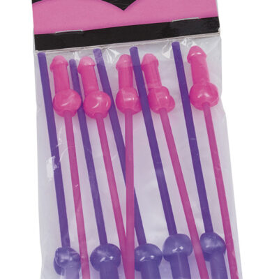 Stutt kokteil Typparör 12cm, Bleik/Fjólublá, 10 stk