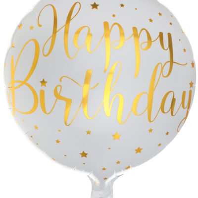 Álblaðra með helíumi, Happy Birthday, Hvít