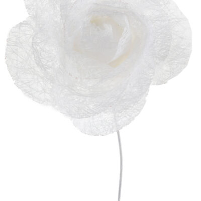 Rósir á vír, Hvítar, 4x7.5cm, 4 stk