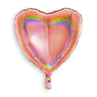 Álblaðra með helíumi, Hjarta, Glimmer, Rosegold