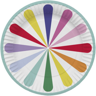 Matardiskar, Röndóttir, Marglitir, 8 stk