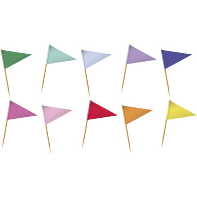 Kokteilfánar, Margir litir, 10 stk