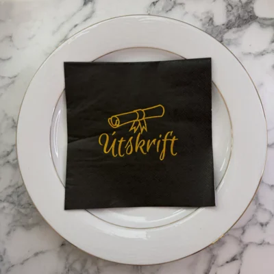 Servíettur Útskrift Sv/Gull