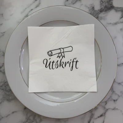 Servíettur Útskrift Hv/Svart
