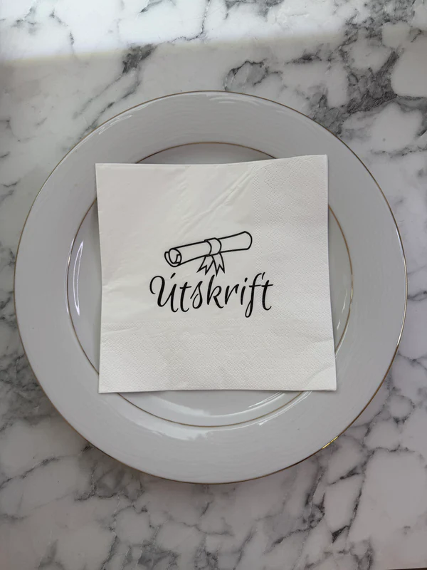 Servíettur Útskrift Hv/Svart