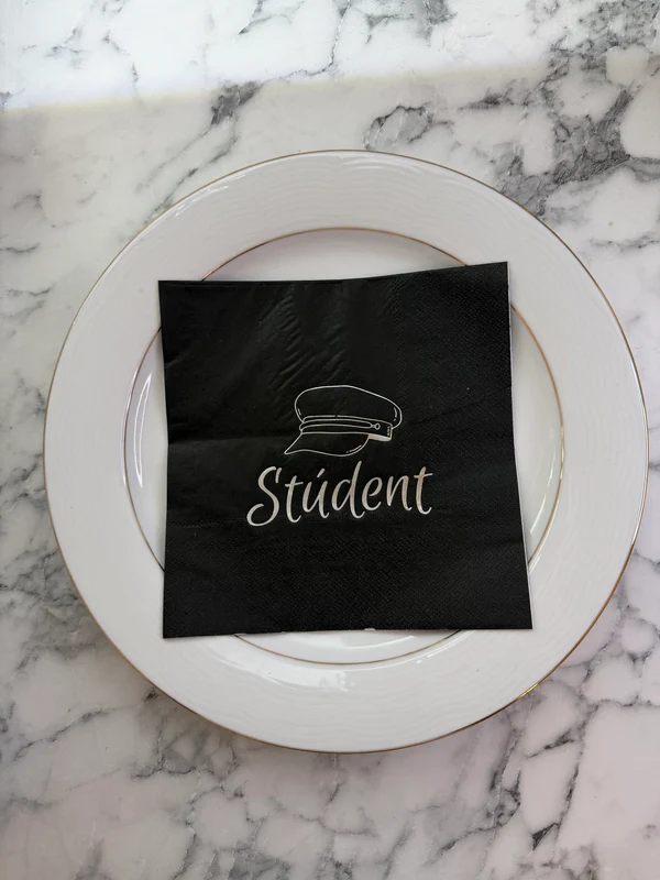 Servíettur Student Sv/silfur