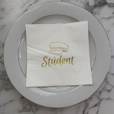 Servíettur Stúdent Hv/Gull