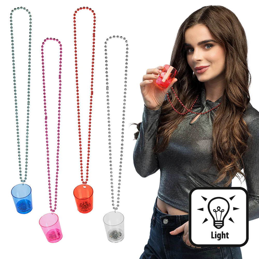 Skotglas á keðju, LED, Val um 4 liti