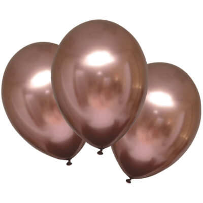 Latexblöðrur, 28cm, Chrome, Rosegold, 6 stk