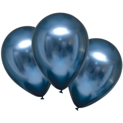 Latexblöðrur, 28cm, Chrome, Bláar, 6 stk