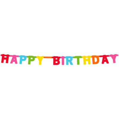 Veggborði, Happy Birthday, Marglitur, 1.5m