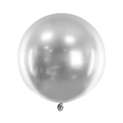 Latexblaðra, Chrome, Silfur, 60cm